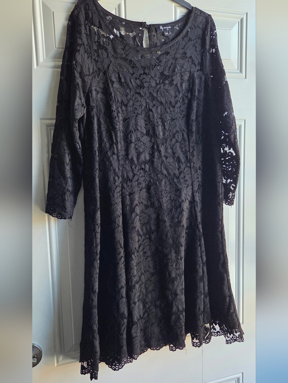 Black Lace A-Line Dress - Lily Morgan Sz L